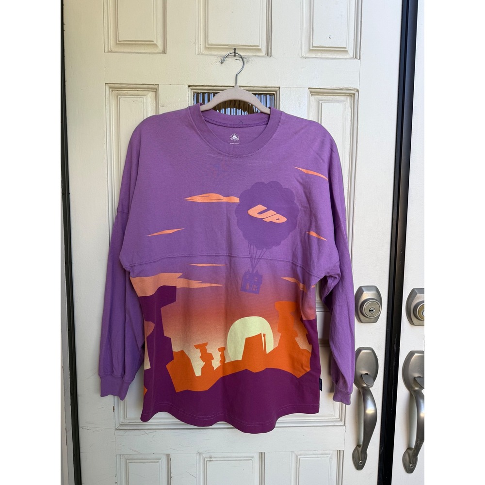 Disney Pixar Up Spirit Jersey Paradise Falls Purple Sunset Long Sleeve Size XS